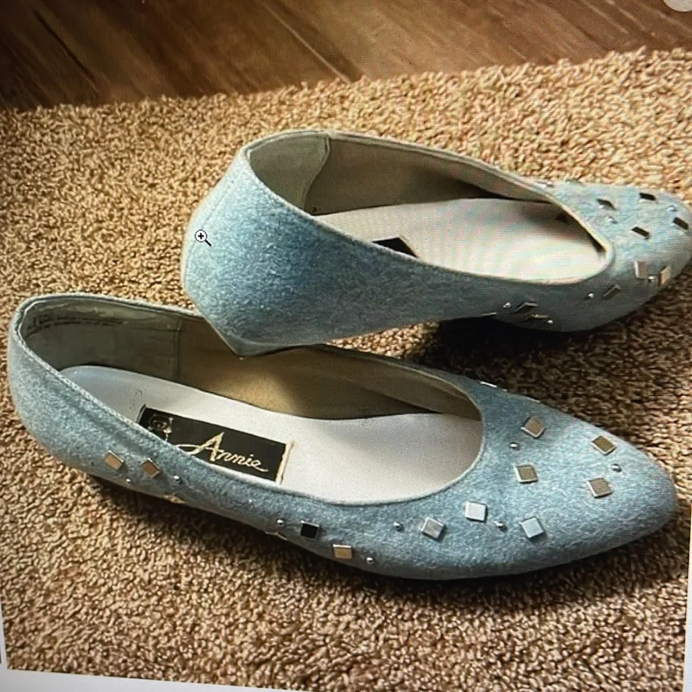 VTG Annie Denim Bedazzled flat Shoes Size 7